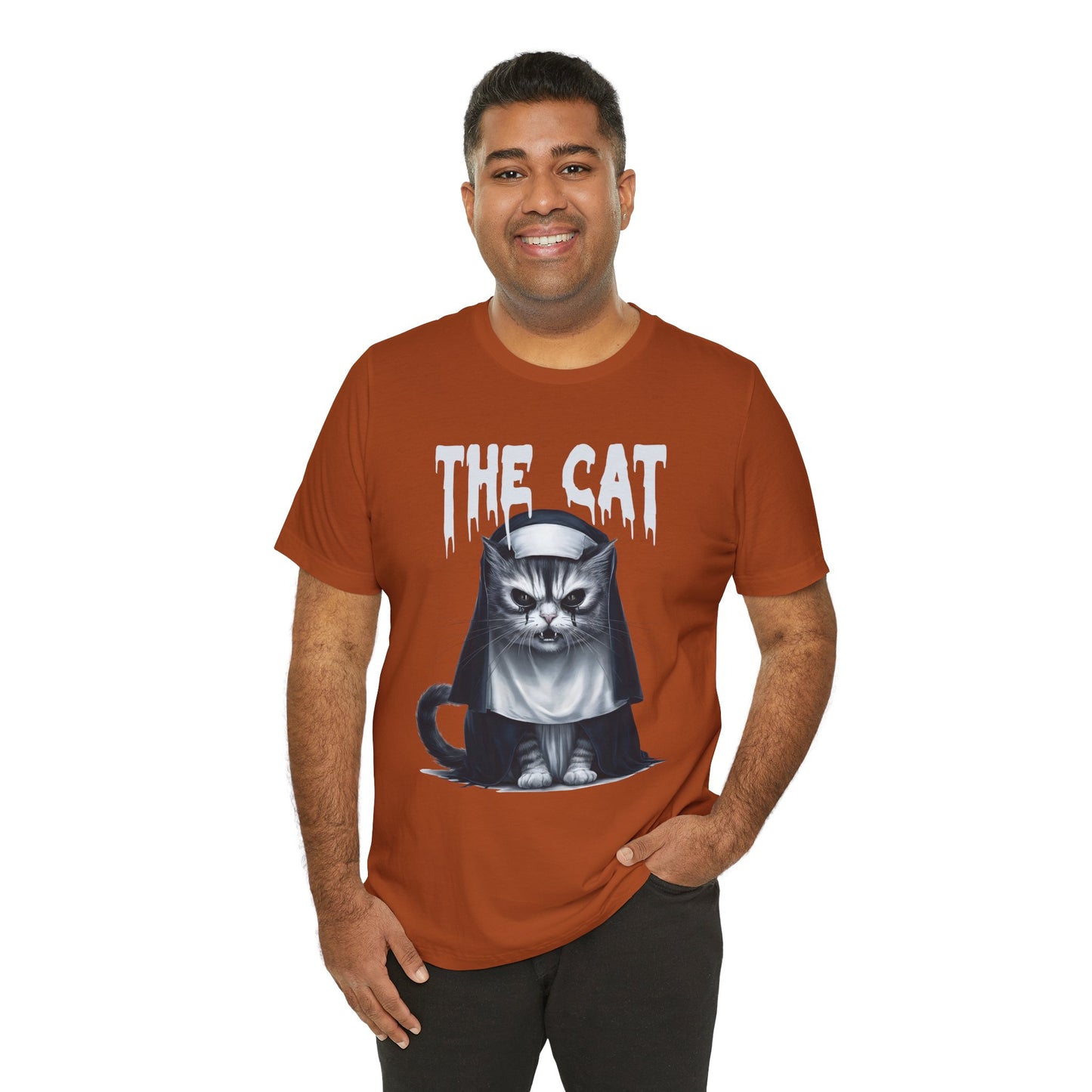 Spooky Cat Nun Halloween Creepy Cat Lovers Spooky Season T-Shirt