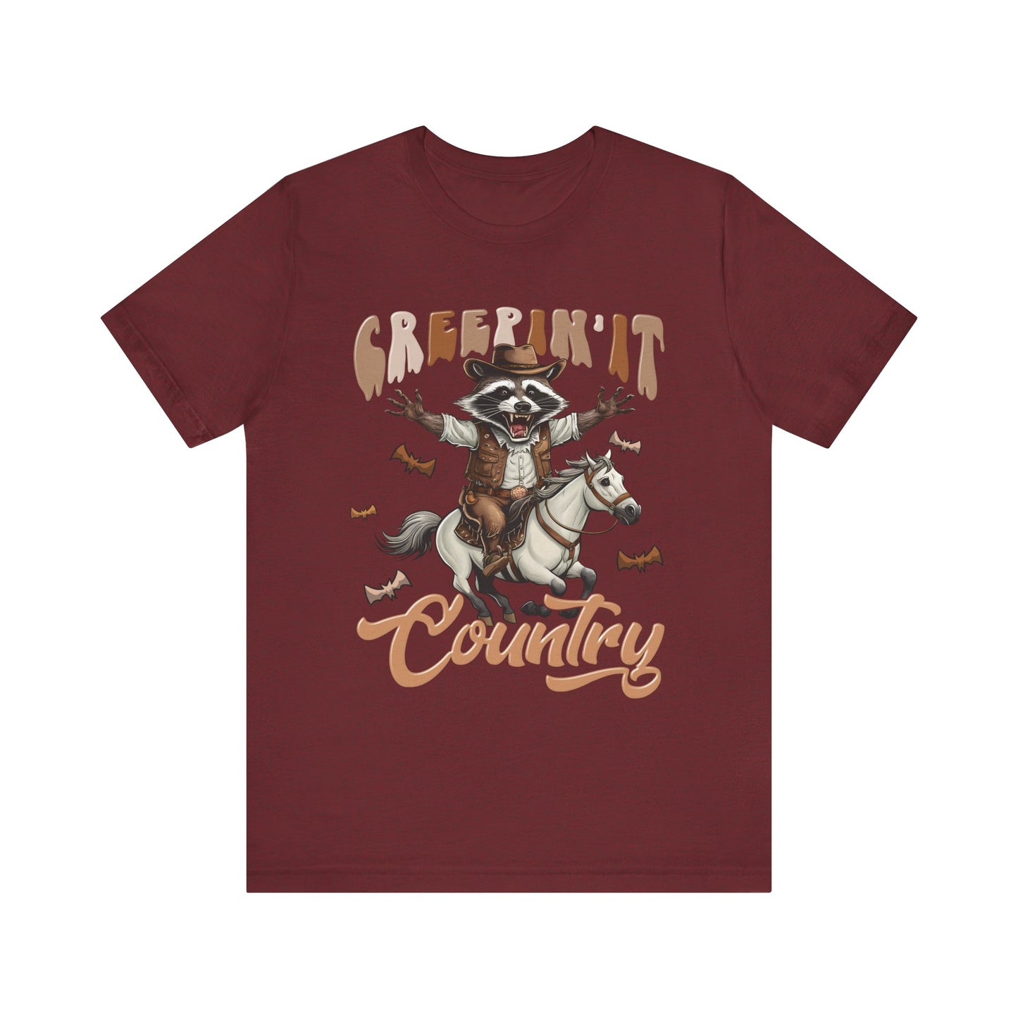 Creepin It Country Creepy Raccoon Halloween Horse Ride Howdy T-Shirt