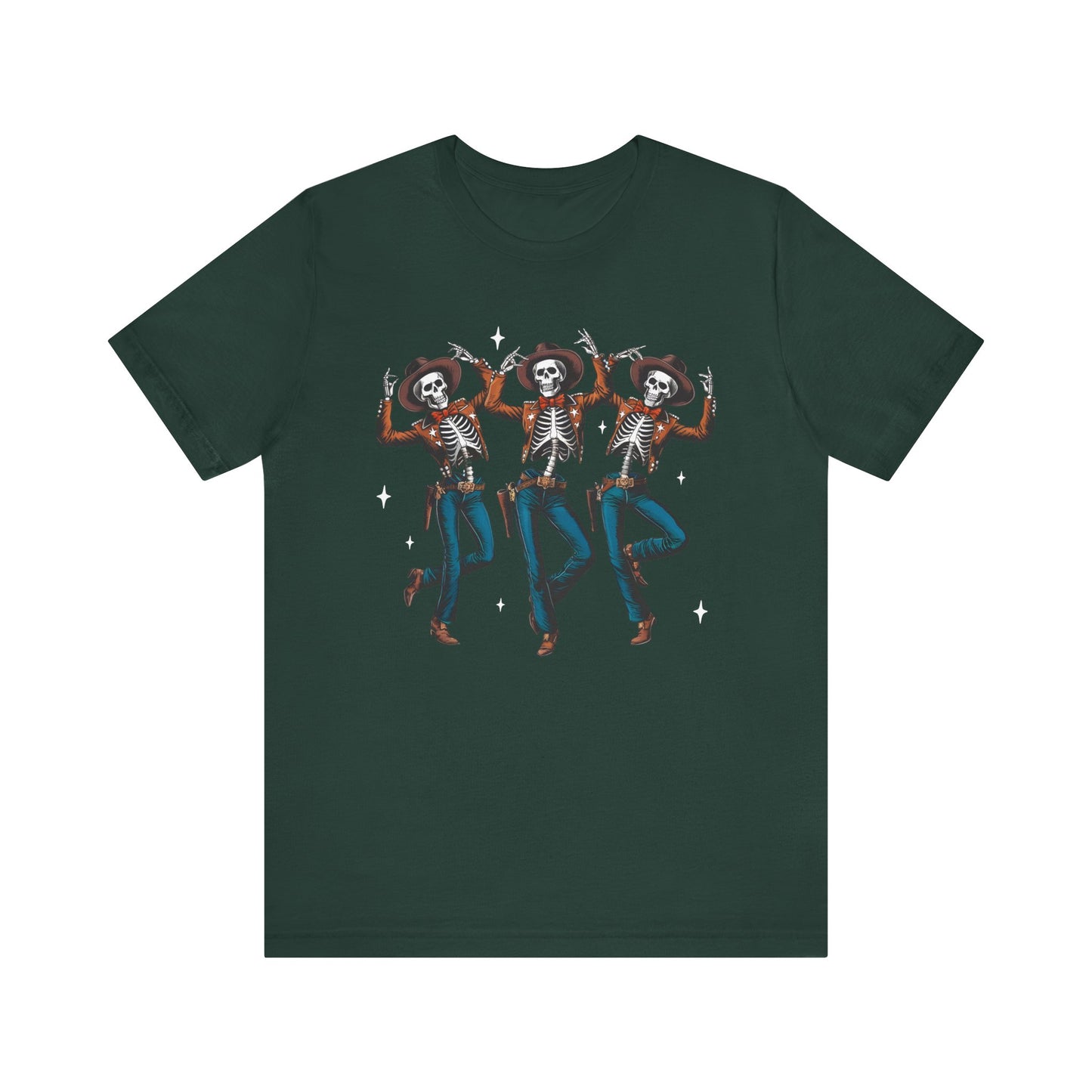 Halloween Western Dancing Skeletons Cowboy Creepy Country T-Shirt
