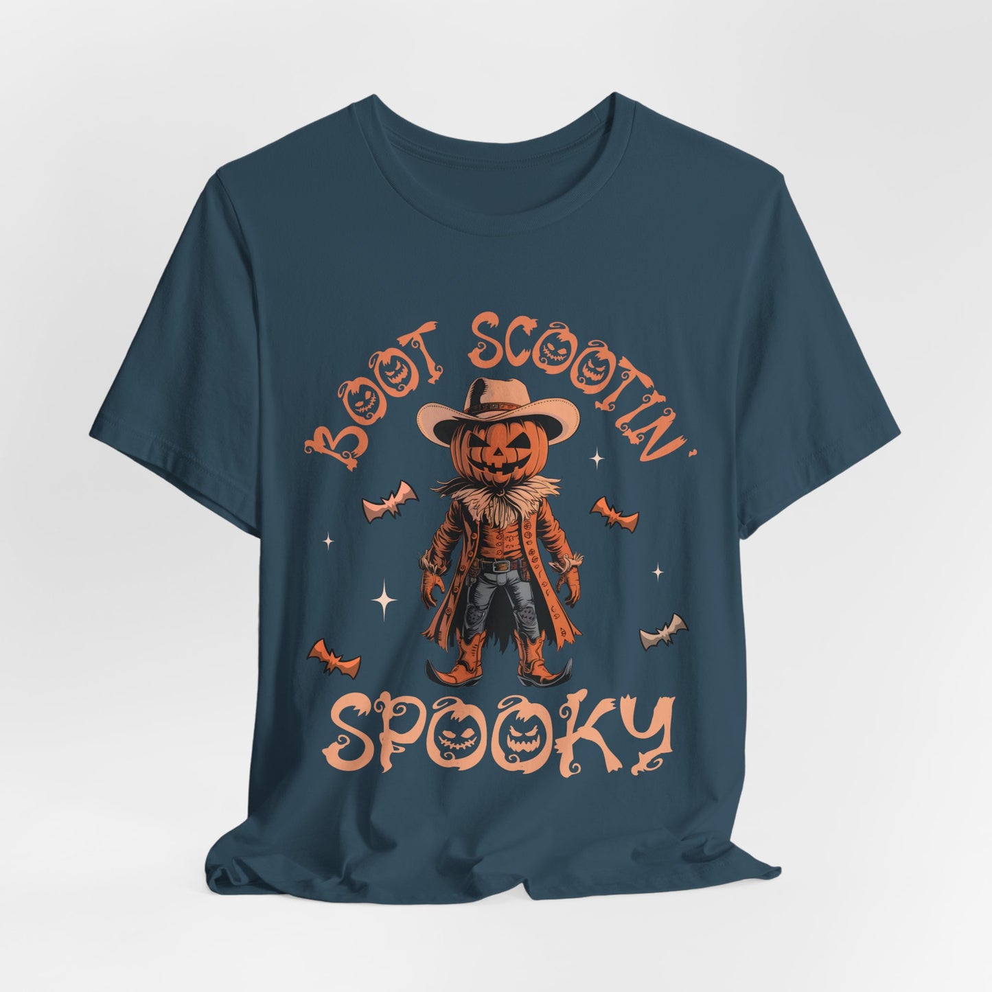 Boot Scootin’ Spooky Shirt – Funny Cowboy Pumpkin Head Western Halloween Tee