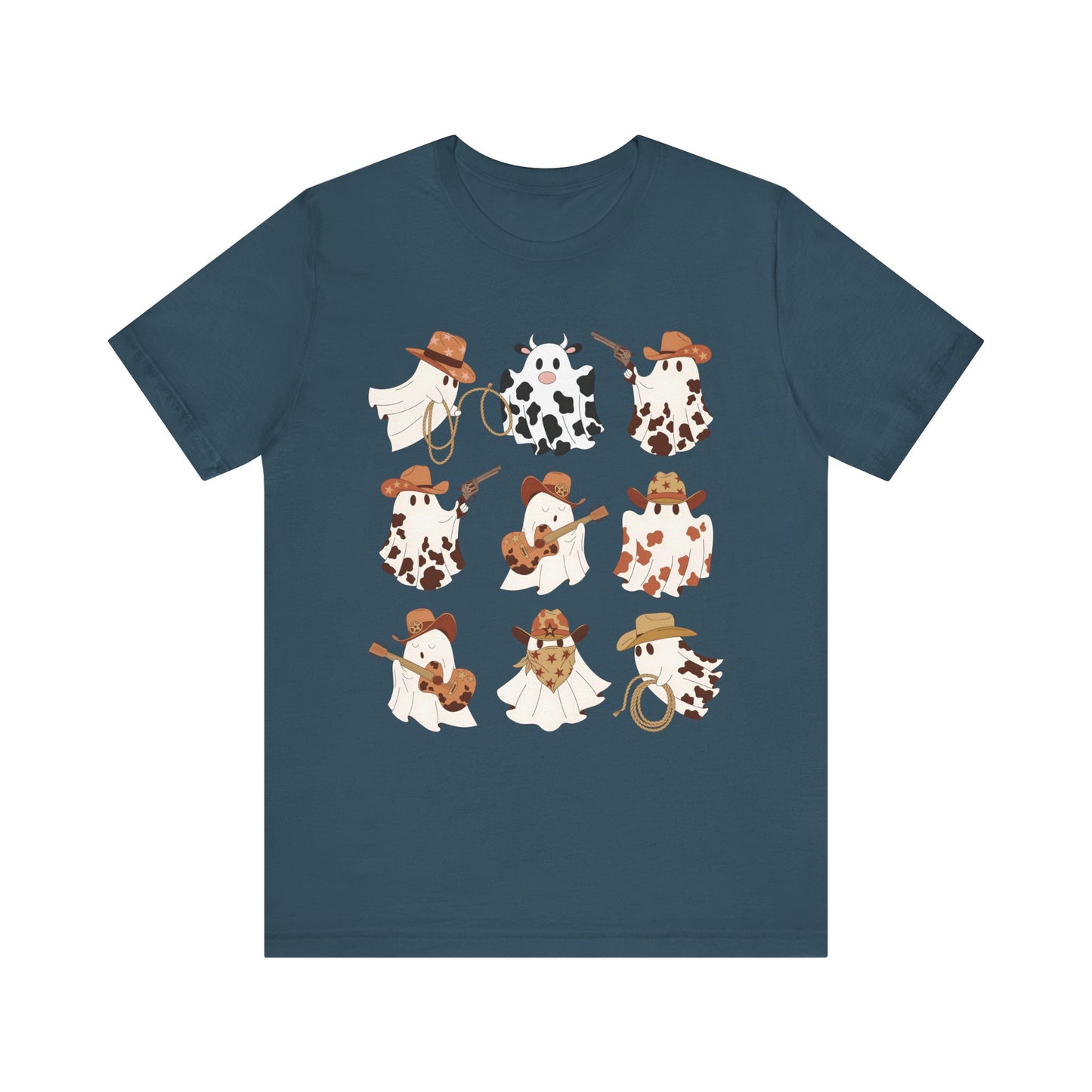 Ghost Cowboy Halloween Western Country Boo Guitar Cowgirl T-Shirt