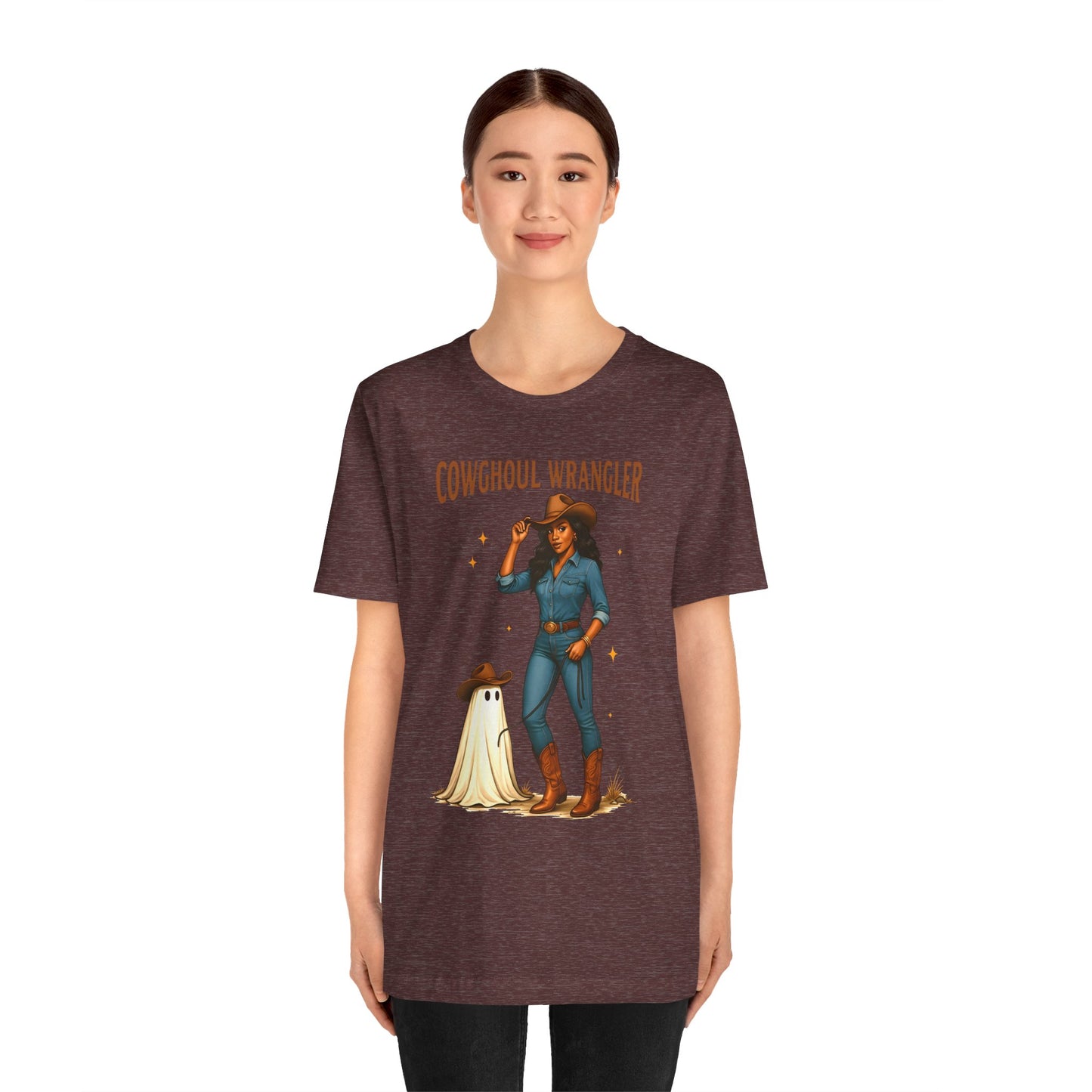 Cowghoul Wrangler Shirt Western Cowgirl Cowboy Ghost Halloween Tee, Spooky Rodeo Fall Outfit