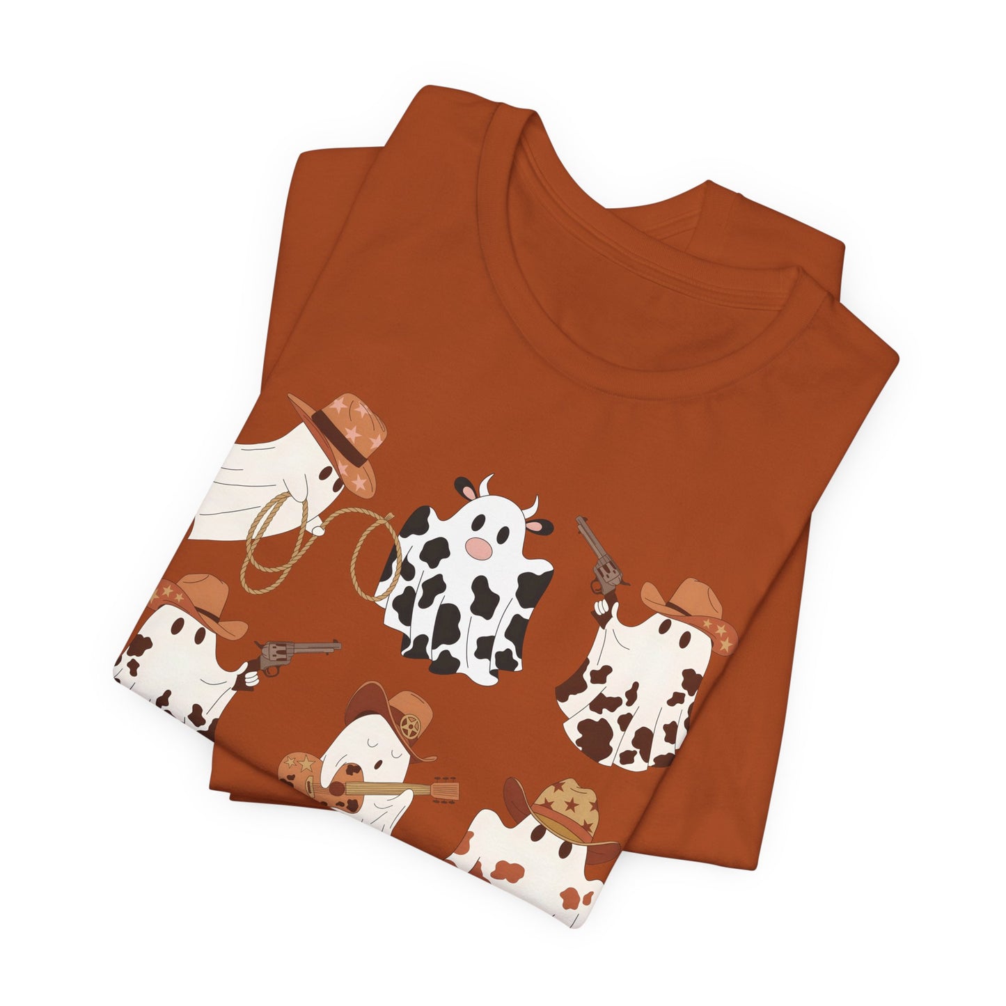Ghost Cowboy Halloween Western Country Boo Guitar Cowgirl T-Shirt