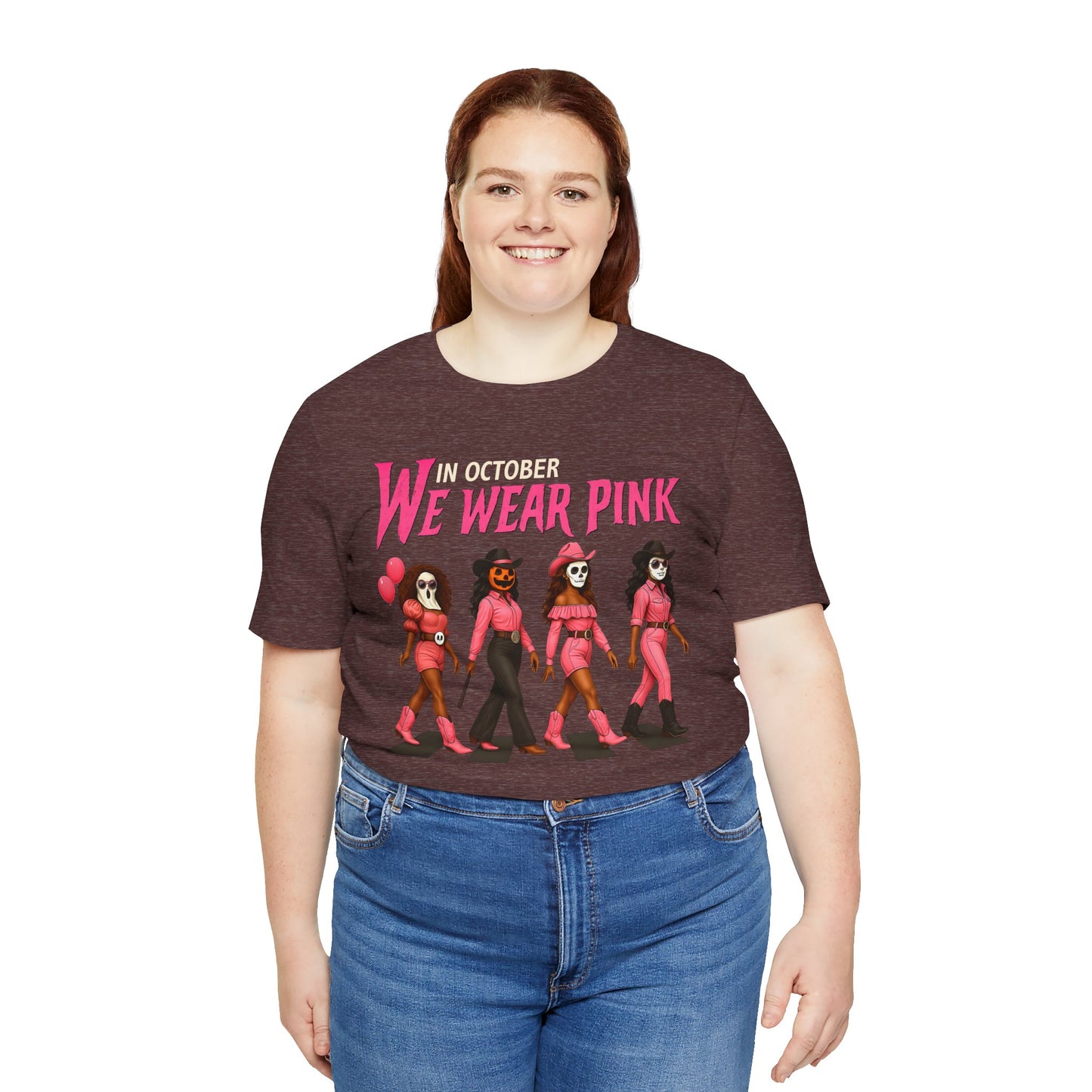 In October We Wear Pink Shirt – Spooky Cowgirl Western Halloween Tee