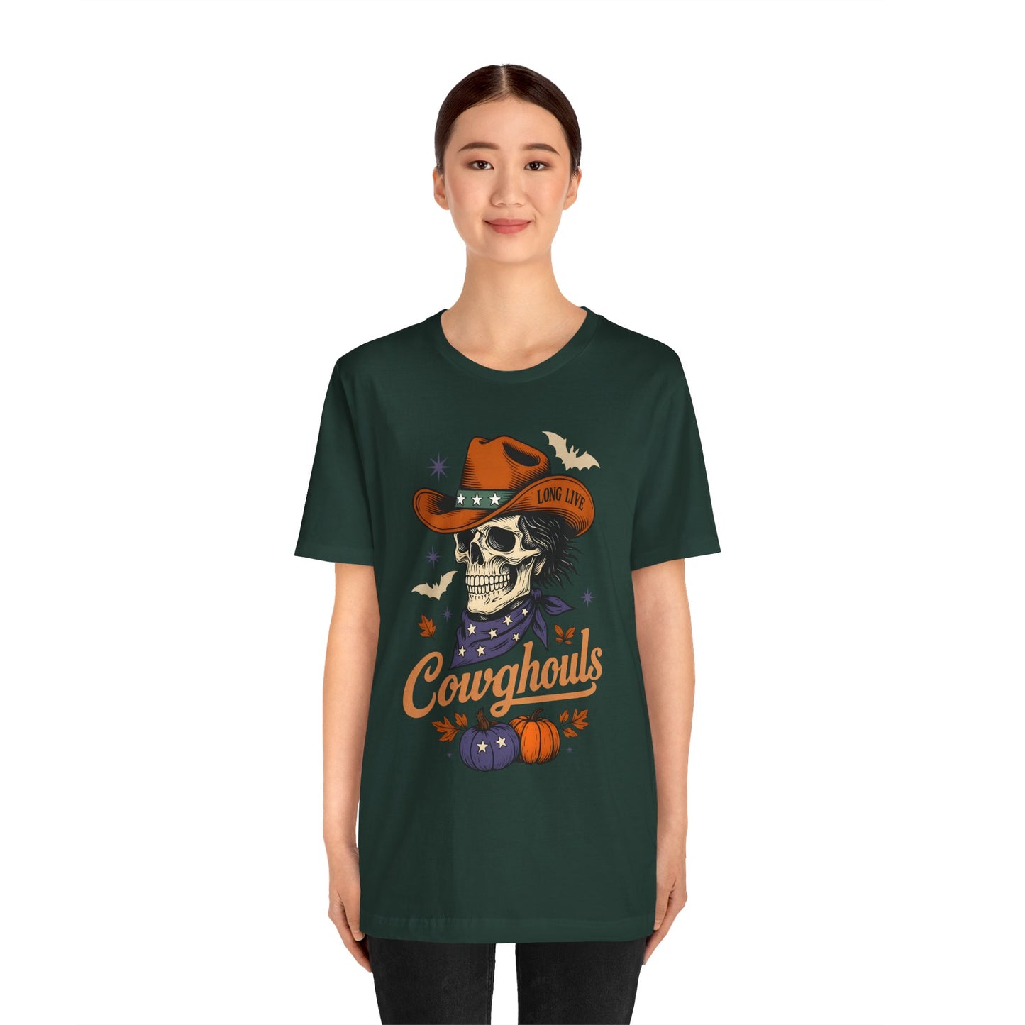 Cowghouls Shirt – Long Live Halloween Skeleton Cowboy Western Ghost Tee