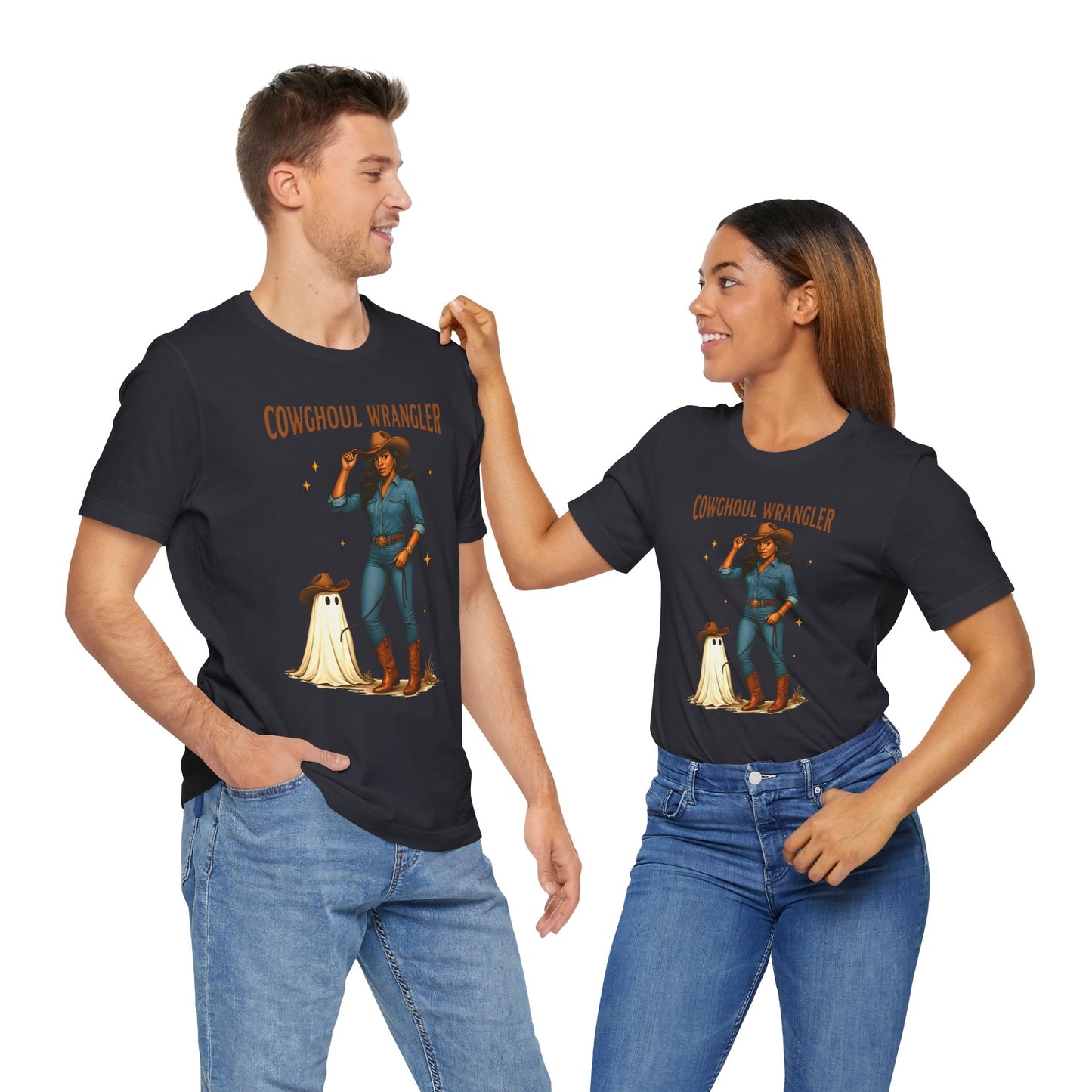 Cowghoul Wrangler Shirt Western Cowgirl Cowboy Ghost Halloween Tee, Spooky Rodeo Fall Outfit