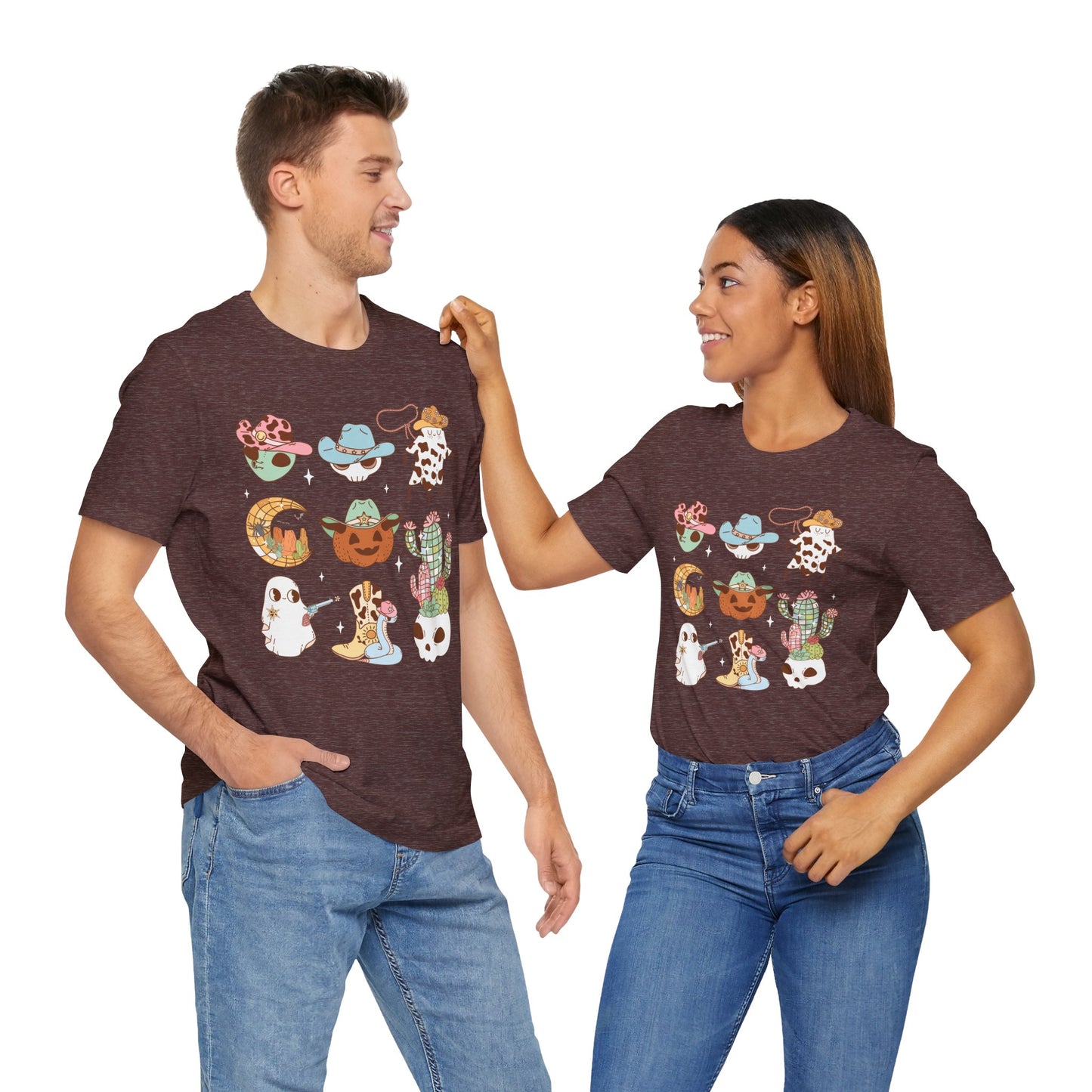 Western Halloween Cowboy Alien Rodeo Skull Spooky Ghost Kids T-Shirt