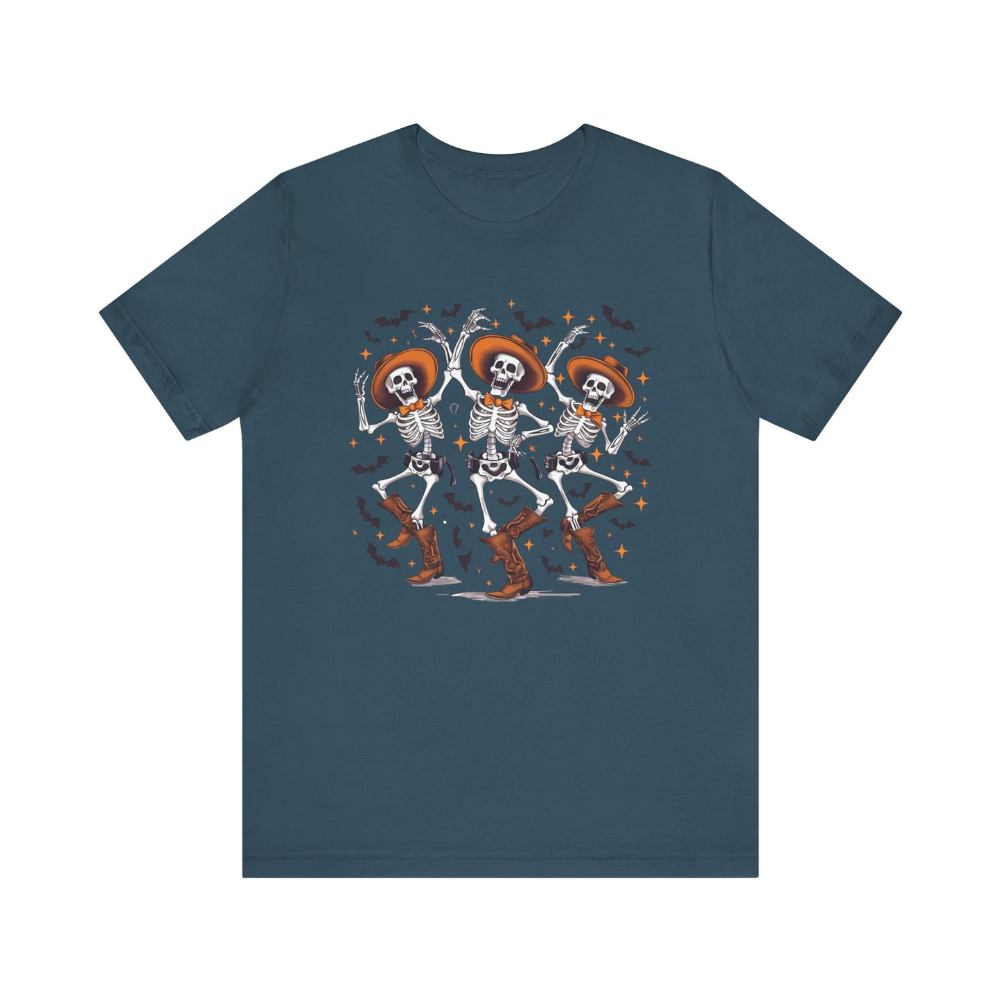 Dancing Skeleton Cowboy Western Rodeo Halloween Spooky Vibes T-Shirt