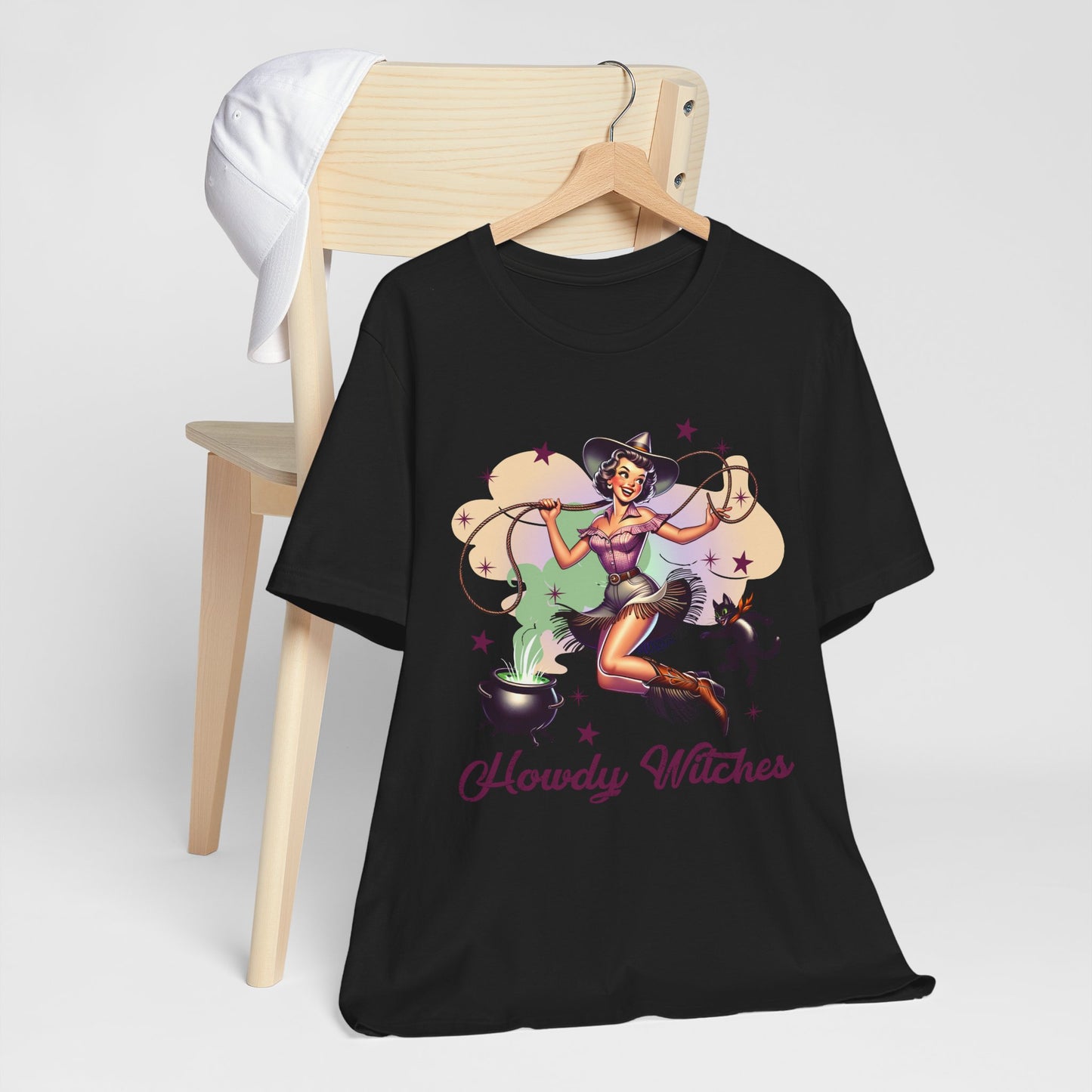 Howdy Witches Cowgirl Halloween Rodeo Western Black Cat T-Shirt
