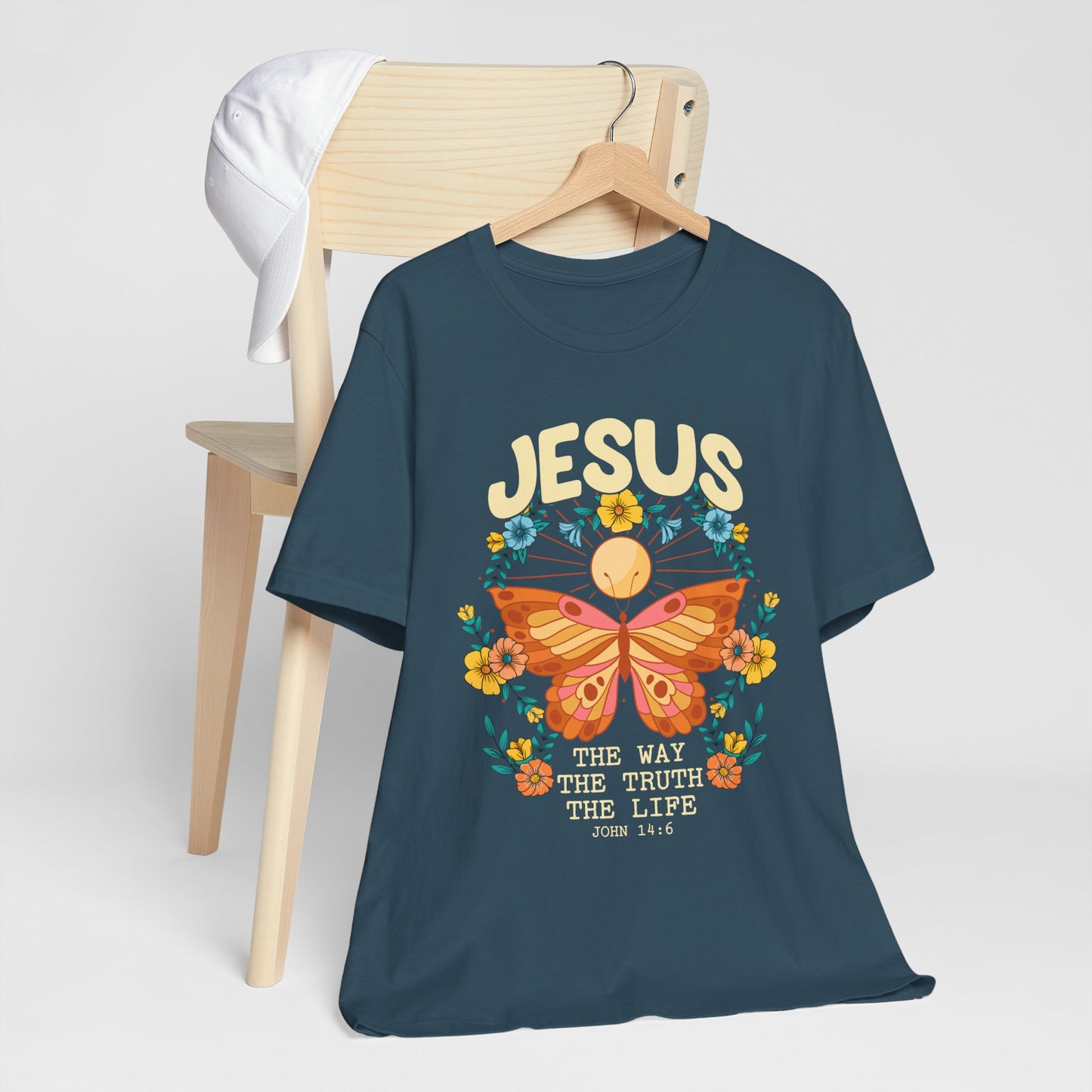 Jesus Butterfly Wildflower Shirt – John 14:6 Scripture Floral Christian Tee