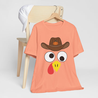 Thanksgiving Couples Turkey Face Shirt – Funny Cowboy & Cowgirl Matching Tee