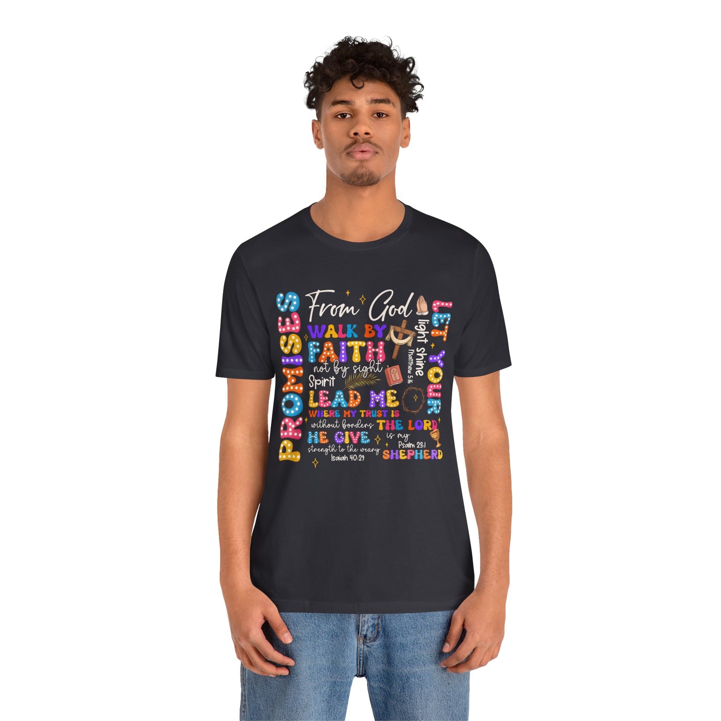 Walk by Faith Not by Sight Shirt – Christian 2 Corinthians 5:7 Groovy Scripture Tee