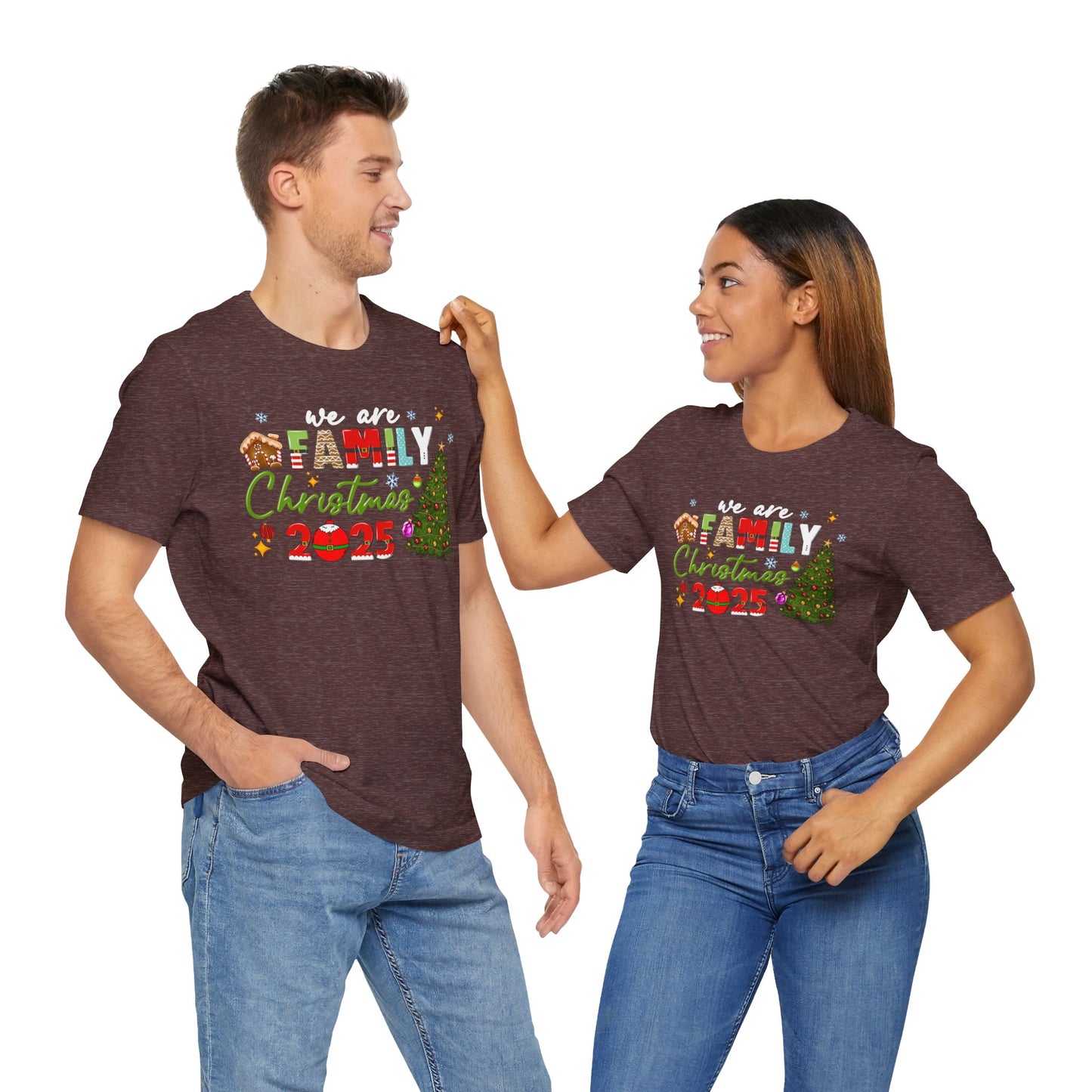 We Are Family Christmas Shirt – Matching Holiday Tee with Christmas Tree Lights