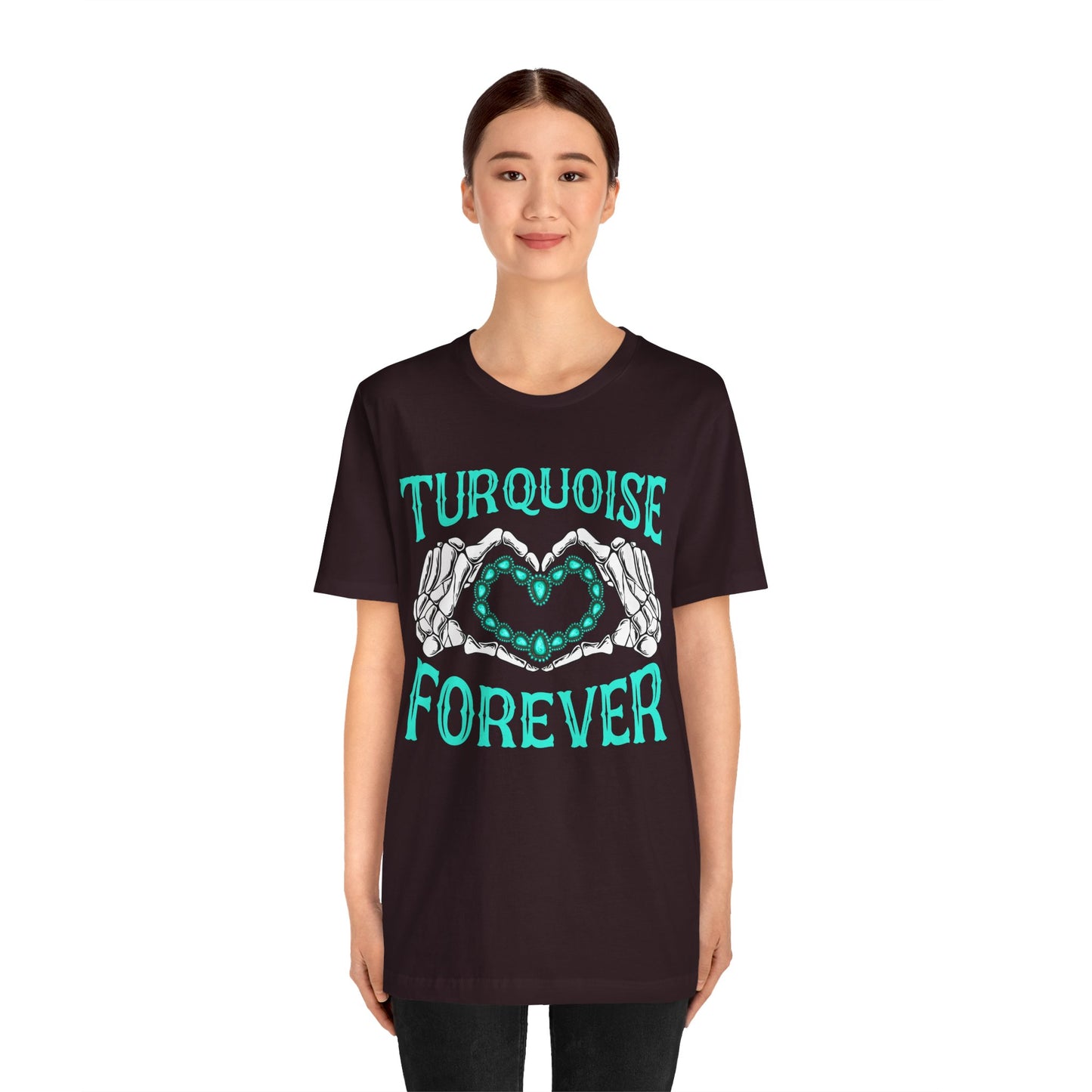 Western Turquoise Forever Shirt – Gemstone Skeleton Hand Heart Rodeo Tee