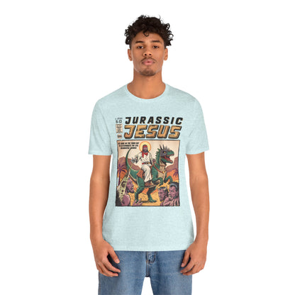 Jurassic Jesus Shirt – Dino-Riding Savior Comic Book Christian Tee