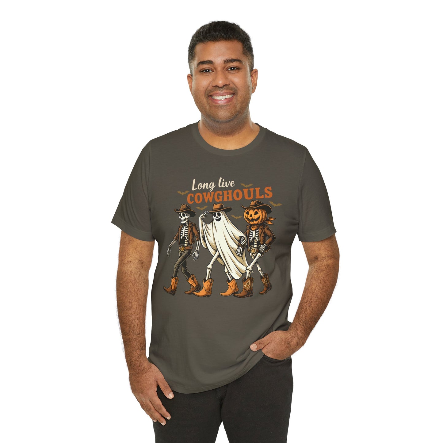 Long Live Cowghouls Shirt Western Halloween Skeleton Ghost Pumpkin Tee, Spooky Cowgirl Fall Outfit