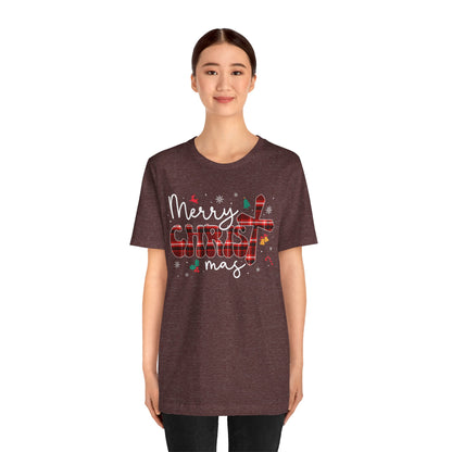 Merry Christmas Cross Shirt – Christian Buffalo Plaid Family Pajama Tee