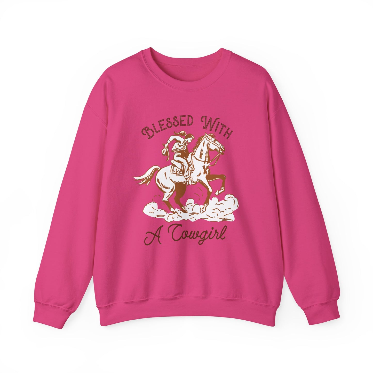 Blessed with a Cowgirl Sweatshirt – Retro Christian Western Rodeo Pullover