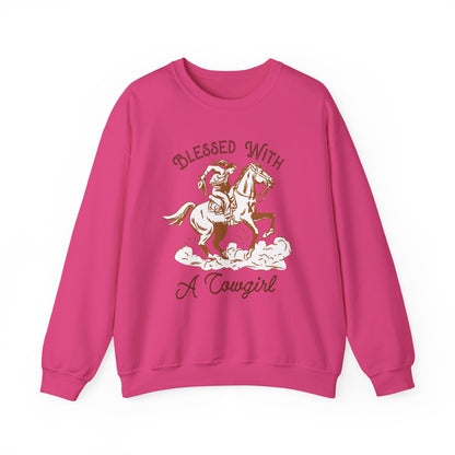 Blessed with a Cowgirl Sweatshirt – Retro Christian Western Rodeo Pullover