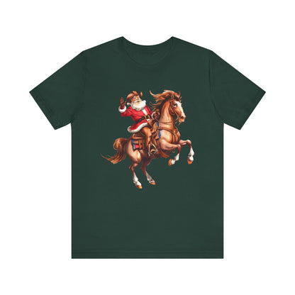 Cowboy Santa on Bucking Horse Shirt – Funny Western Rodeo Christmas Tee