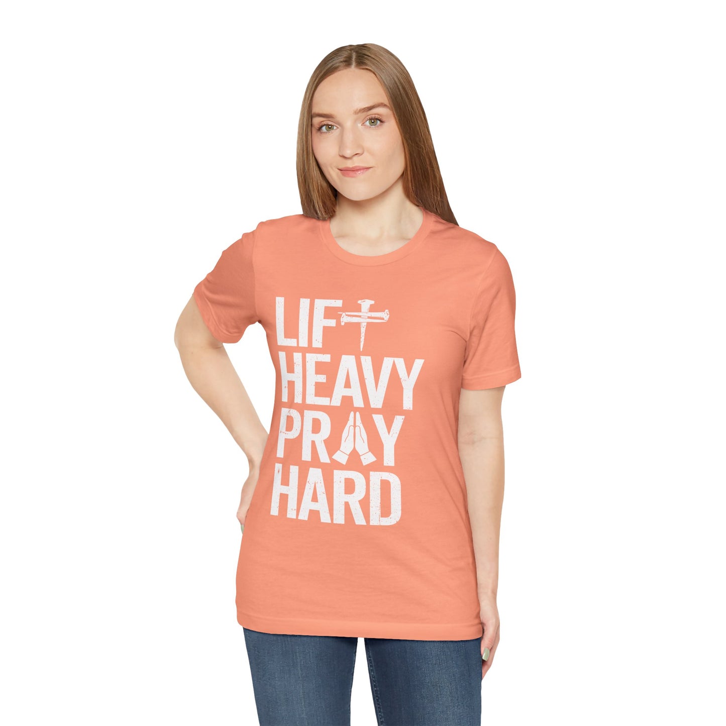 Lift Heavy Pray Hard Cross Nails Trendy Christ Gym Vintage T-Shirt