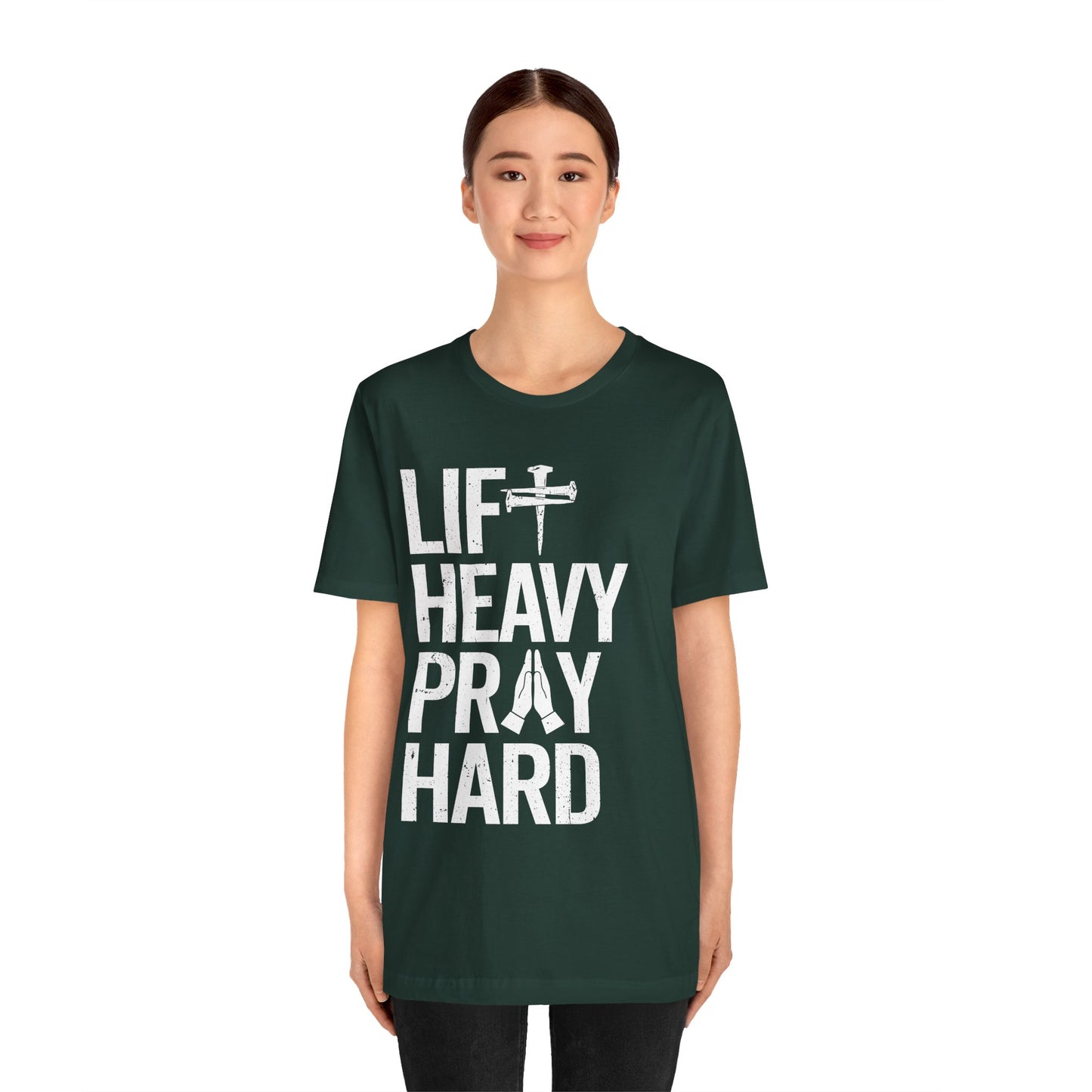 Lift Heavy Pray Hard Cross Nails Trendy Christ Gym Vintage T-Shirt