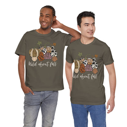 Wild About Fall Shirt – Pumpkin Leopard Plaid Autumn Thanksgiving Tee