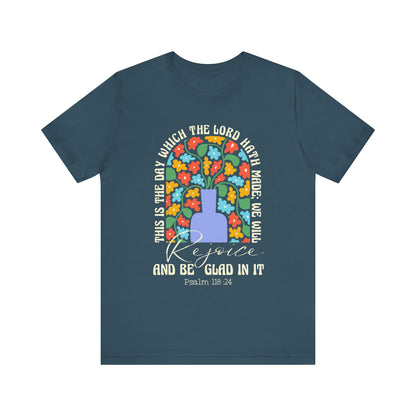 Rejoice and Be Glad In It Shirt – Boho Floral Christian Psalm 118:24 Faith Tee