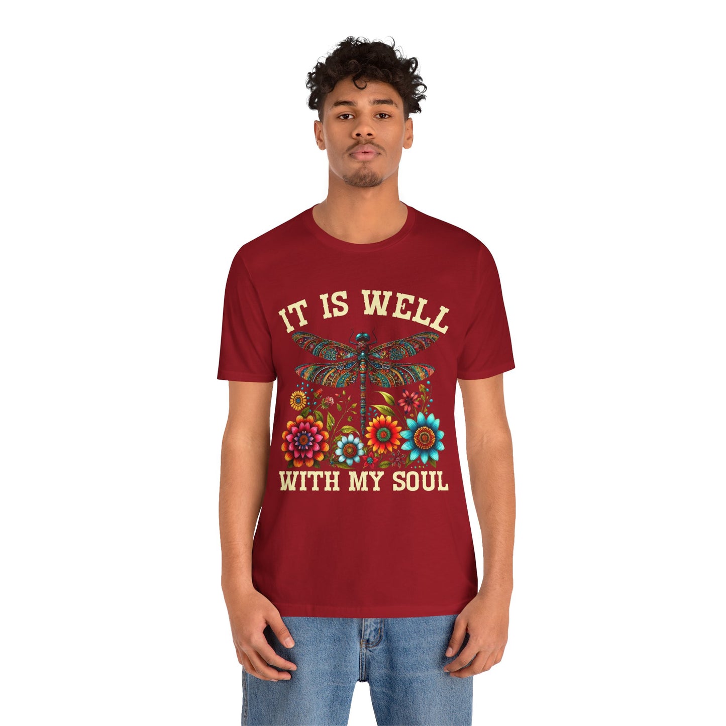 It Is Well With My Soul Shirt – Boho Dragonfly Floral Christian Hymn Faith Tee