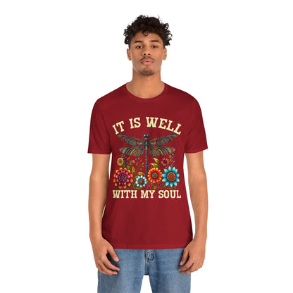 It Is Well With My Soul Shirt – Boho Dragonfly Floral Christian Hymn Faith Tee