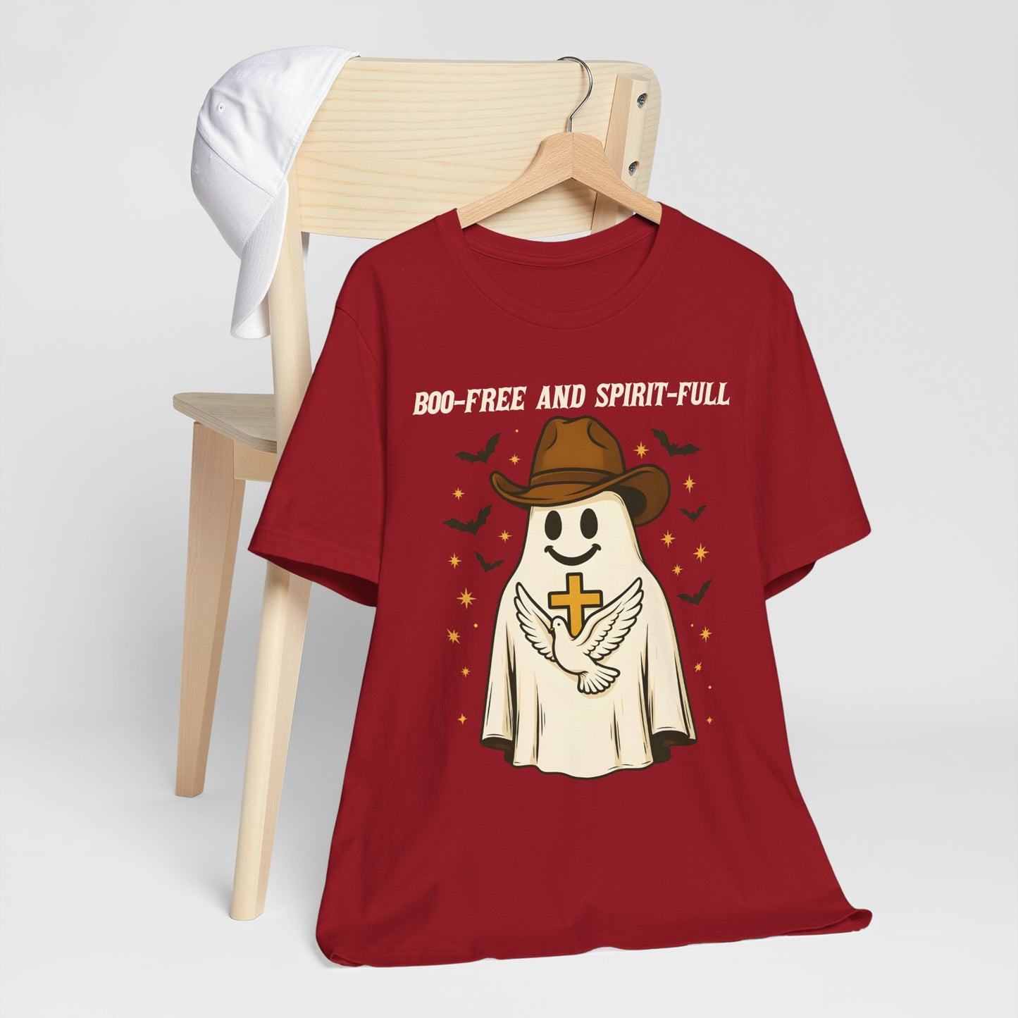 Boo Free and Spirit Full Shirt – Christian Ghost Cowboy Halloween Faith Tee