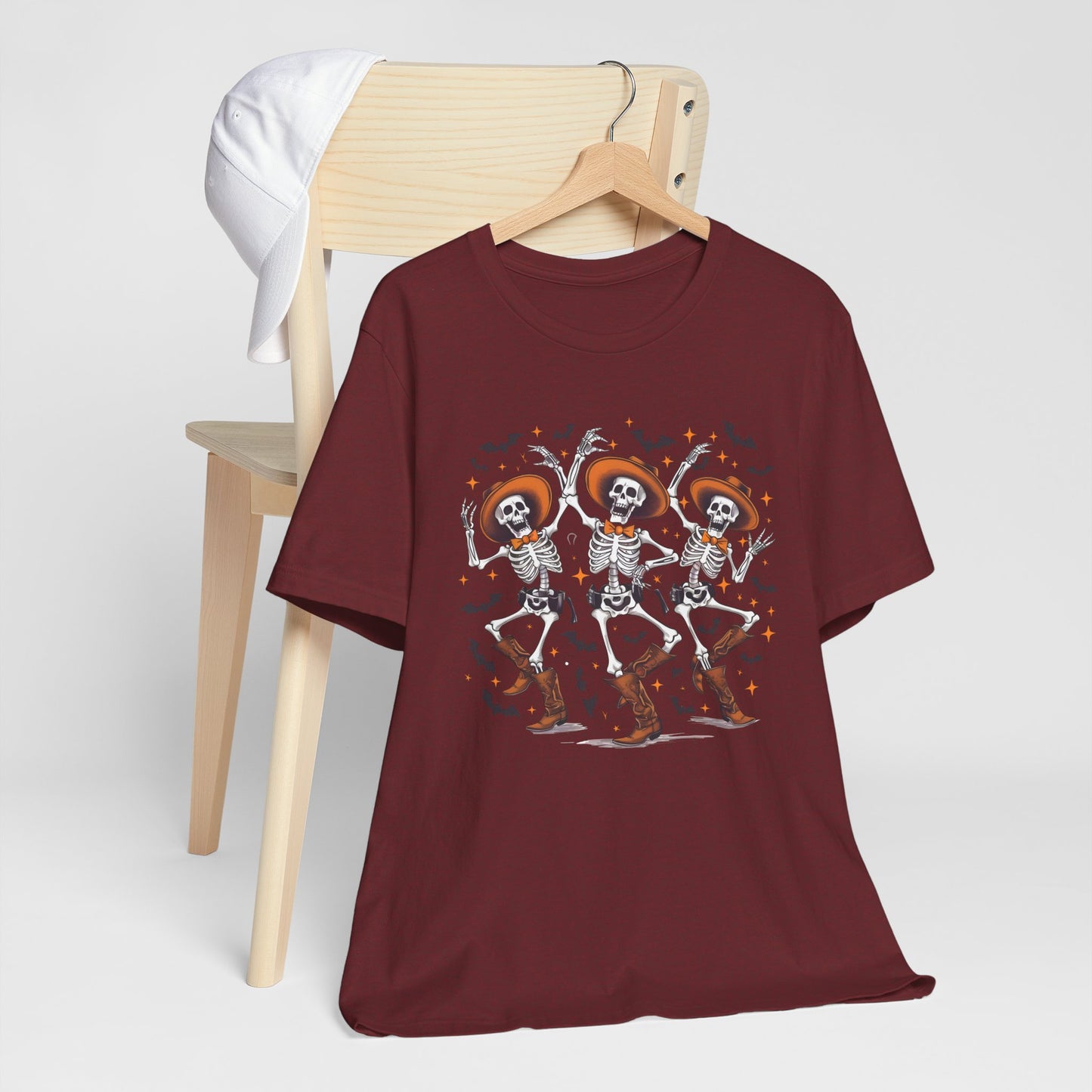 Dancing Skeleton Cowboy Western Rodeo Halloween Spooky Vibes T-Shirt
