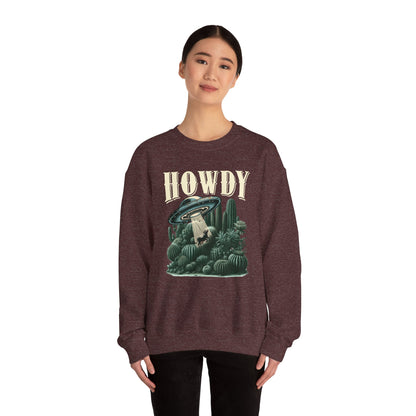 Howdy Cow Abduction Sweatshirt – Western UFO Rodeo Cactus Texas Pullover