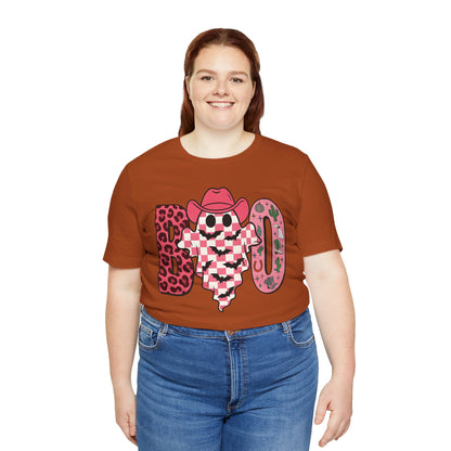 Pink BOO Shirt – Western Ghost Cowgirl Hat Halloween Tee