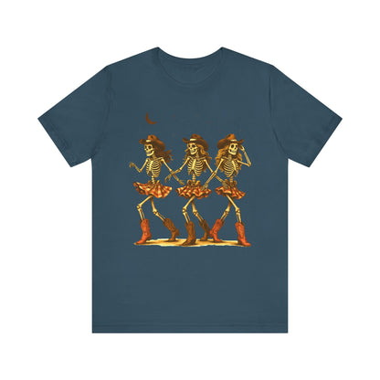 Skeleton Cowgirls Shirt Line Dancing Western Halloween Rodeo Tee