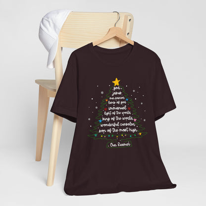 Christian Christmas Tree Sayings Shirt – God Jesus Savior Faith Holiday Tee