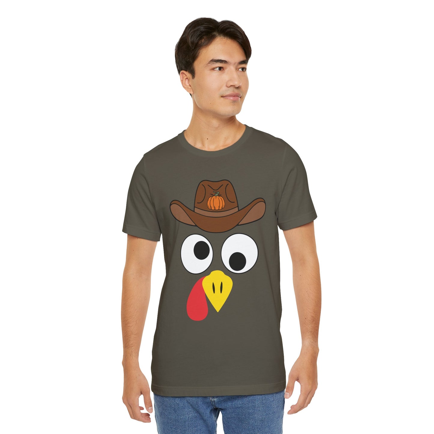 Thanksgiving Couples Turkey Face Shirt – Funny Cowboy & Cowgirl Matching Tee