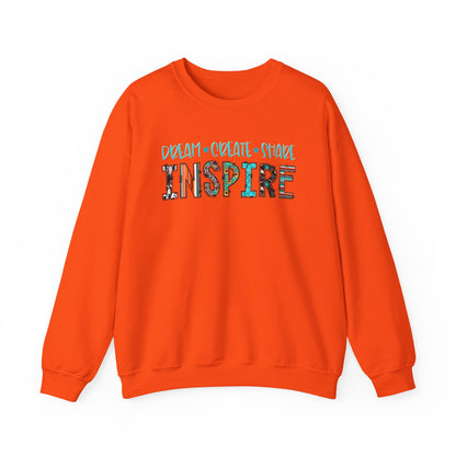 Dream Create Share Inspire Sweatshirt – Motivational Teacher Western Pullover