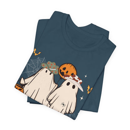 Ghostal Coastal Cowgirl T-Shirt, Western Ghost Halloween Tee, Spooky Cute Rodeo Shirt