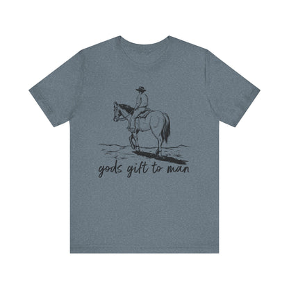 God’s Gift to Man Shirt – Cowboy Howdy Rodeo Christian Western Tee