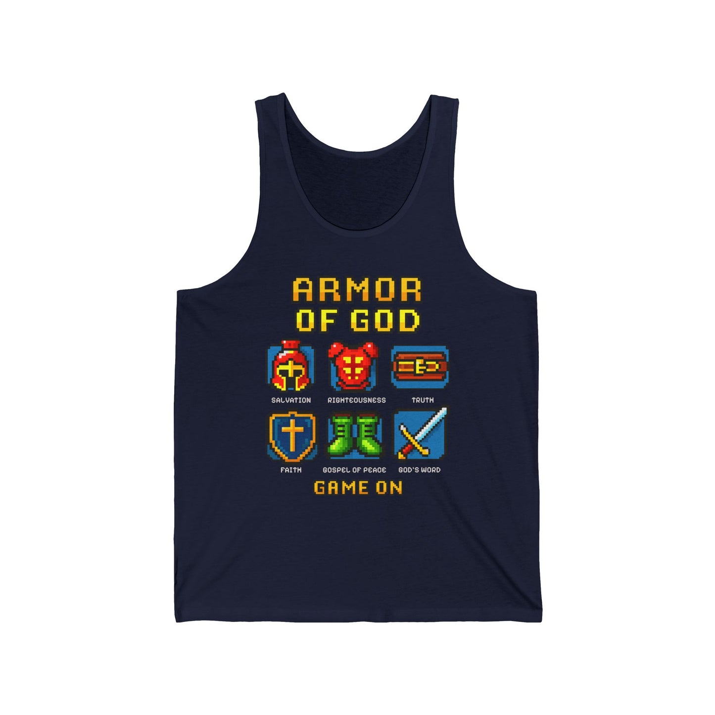 Armor of God Pixel Tank – Christian Video Game Faith Unisex Jersey for Youth & Adults