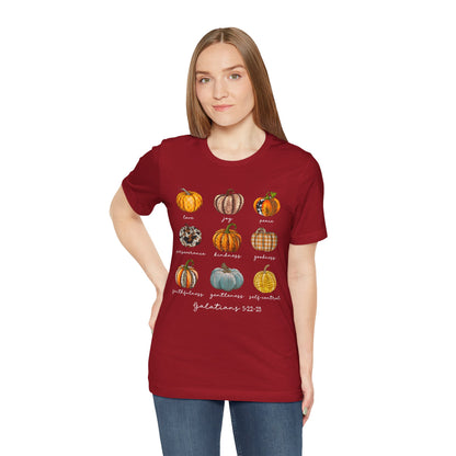 Pumpkin Buffalo Plaid Bible Verse Shirt – Galatians Christian Thanksgiving Tee