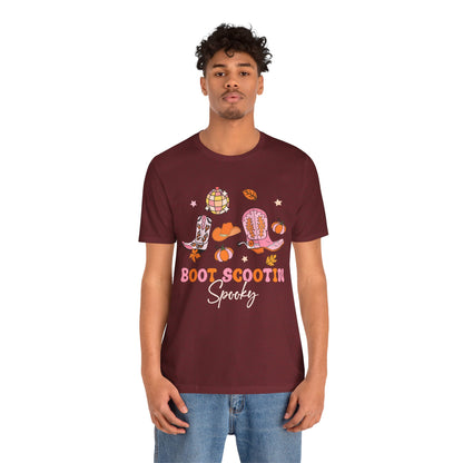 Boot Scootin Spooky Howdy Western Halloween Thanksgiving T-Shirt, Retro Cowgirl Fall Tee