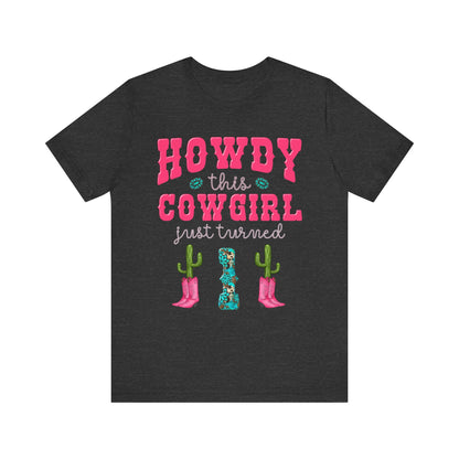Howdy This Cowgirl Just Turned 1 Shirt – Western First Birthday Girl Rodeo Party Tee