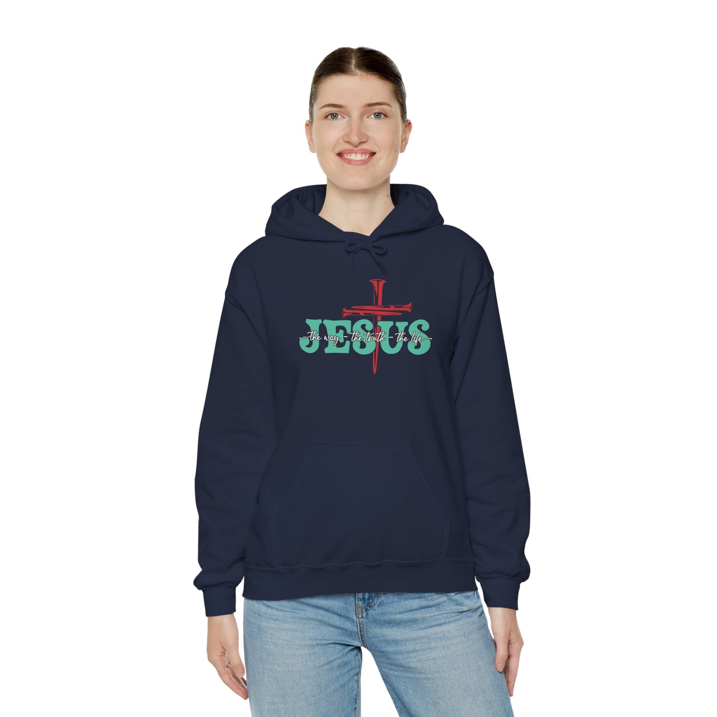 The Way Truth Life Christ Jesus Cross Nails Christian Bible Hoodie