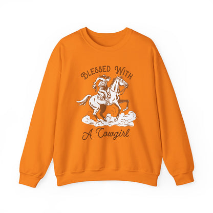 Blessed with a Cowgirl Sweatshirt – Retro Christian Western Rodeo Pullover