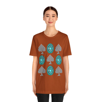 Western Turquoise Stone Shirt – Gemstone Playing Card Texas Rodeo Tee