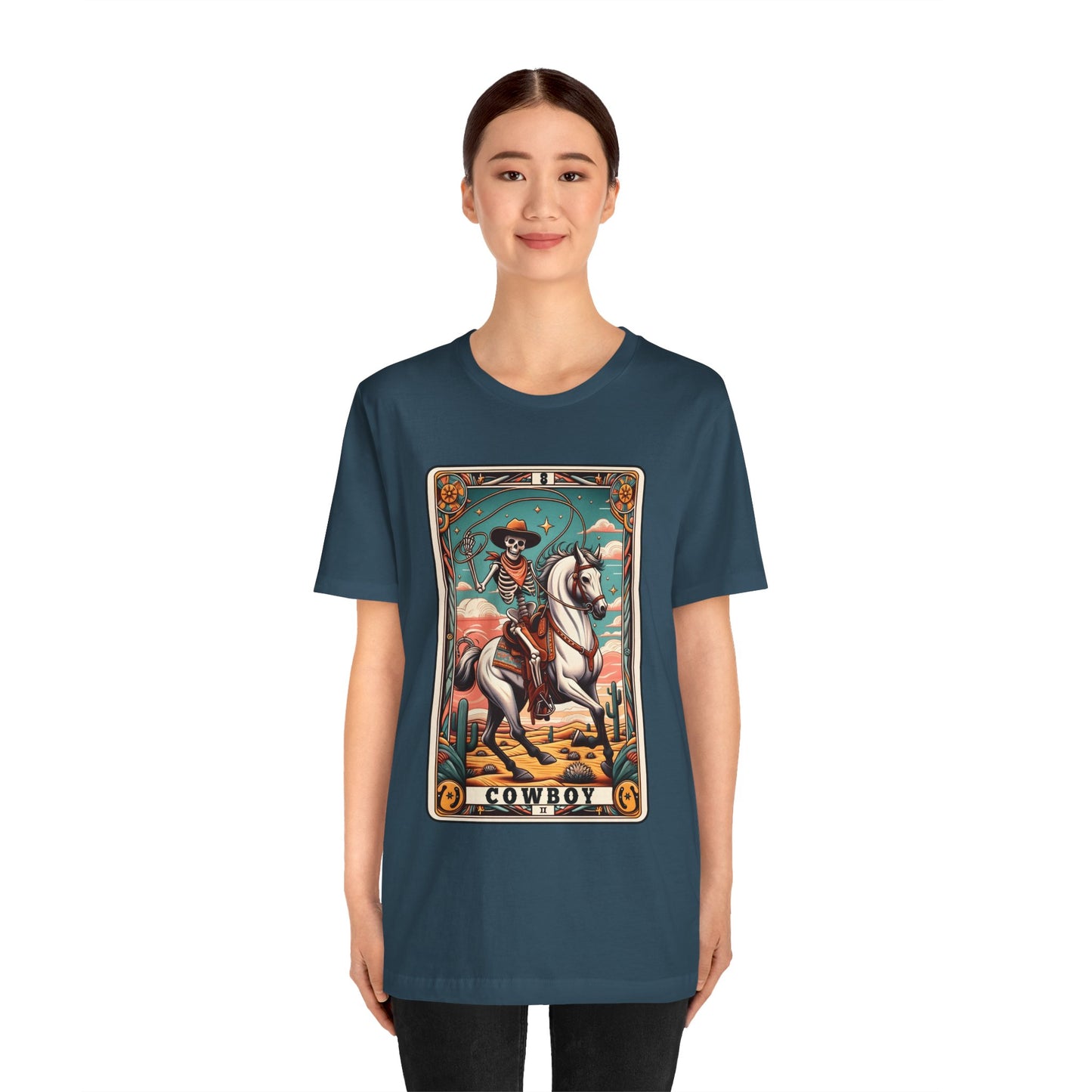Cowboy Skeleton Tarot Card Shirt – Western Howdy Texas Rodeo Tee