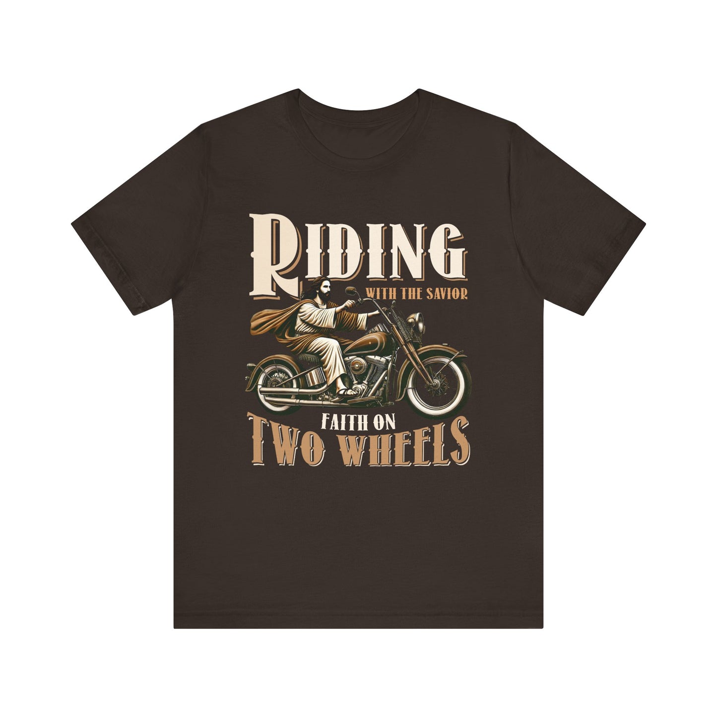 Riding With the Savior Shirt – Christian Biker Motorcycle Faith Graphic Tee