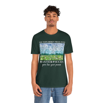 God Turns Broken Pieces Into Masterpieces Shirt – Christian Encouragement Tee